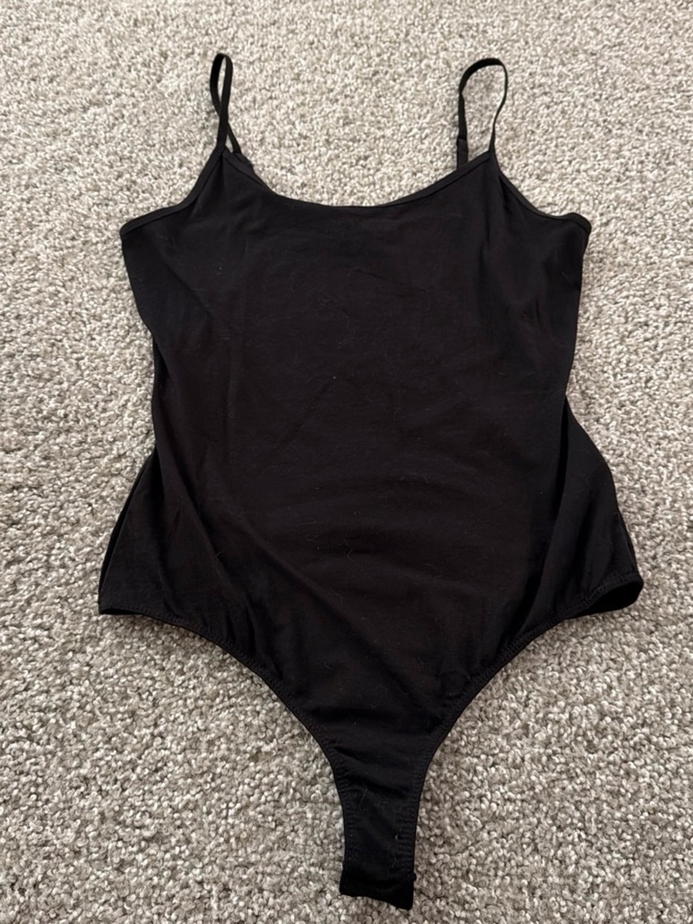 Active Basic Black Spaghetti-Strap Bodysuit
